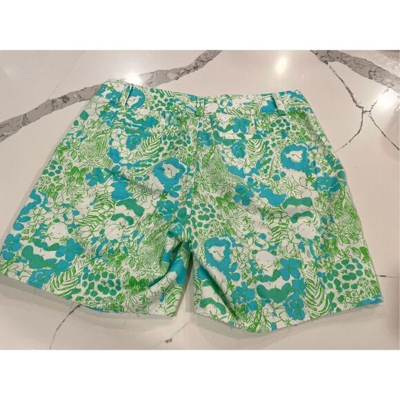Lilly Pulitzer The Chipper Short Green Blue Floral Koala Lion Women's Sz 10 - Picture 2 of 8
